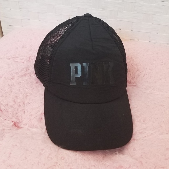 PINK Victoria's Secret Accessories - VS PINK Black Back Mesh Trucker Hat